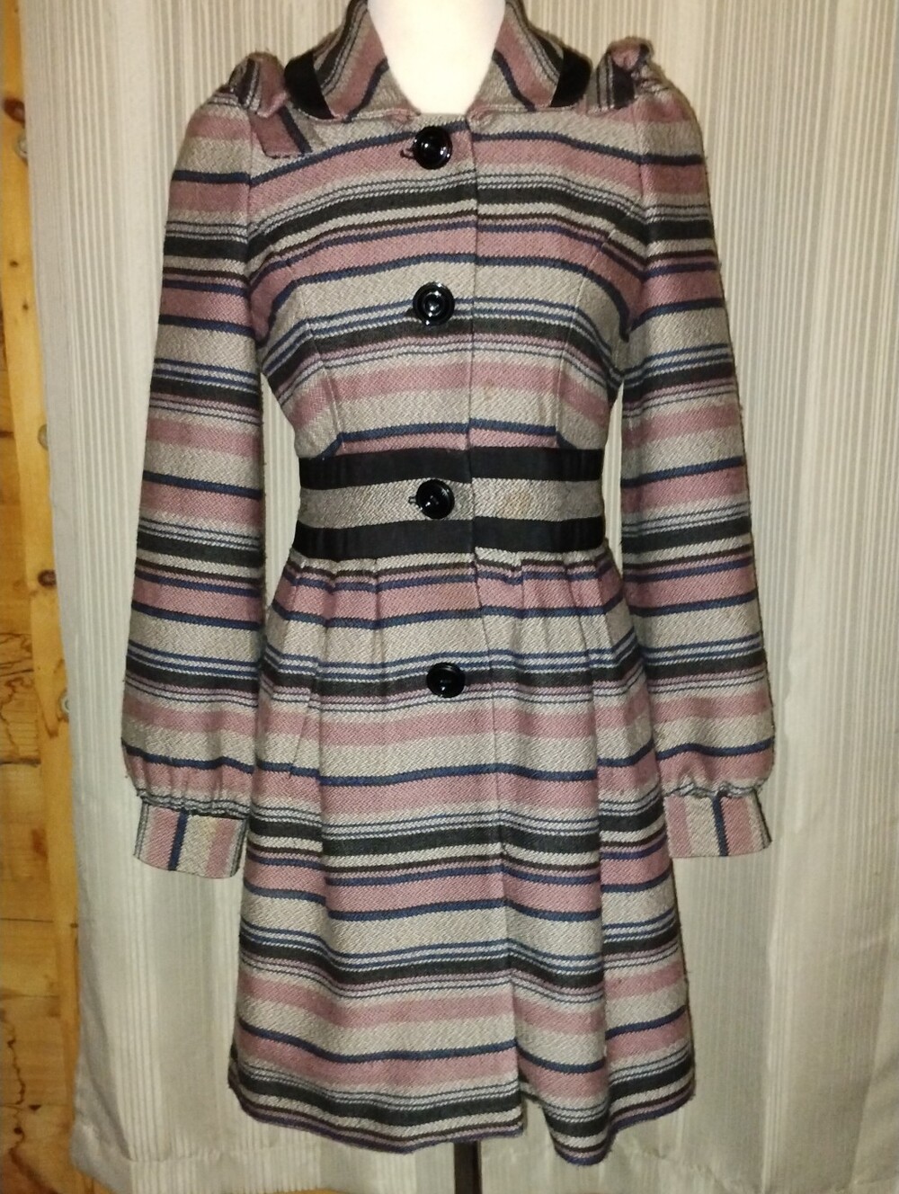 Elevenses Striped Wool Pattern Malers Coat